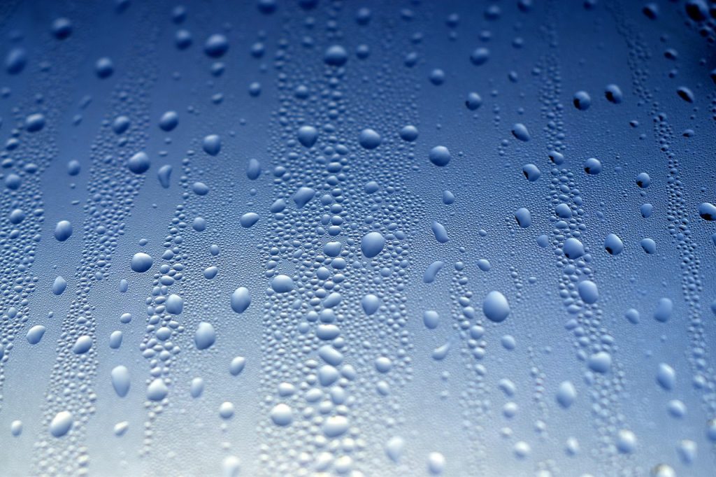 window condensation water droplets close up