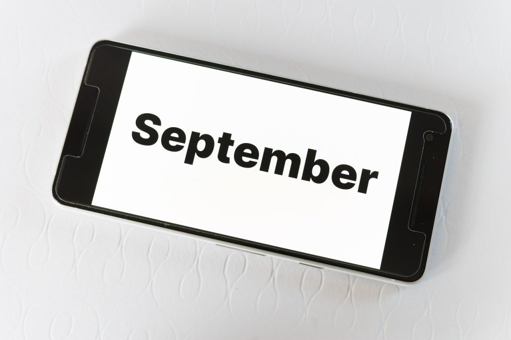 calendar with seasonal wardrobe change dates marked in March and September